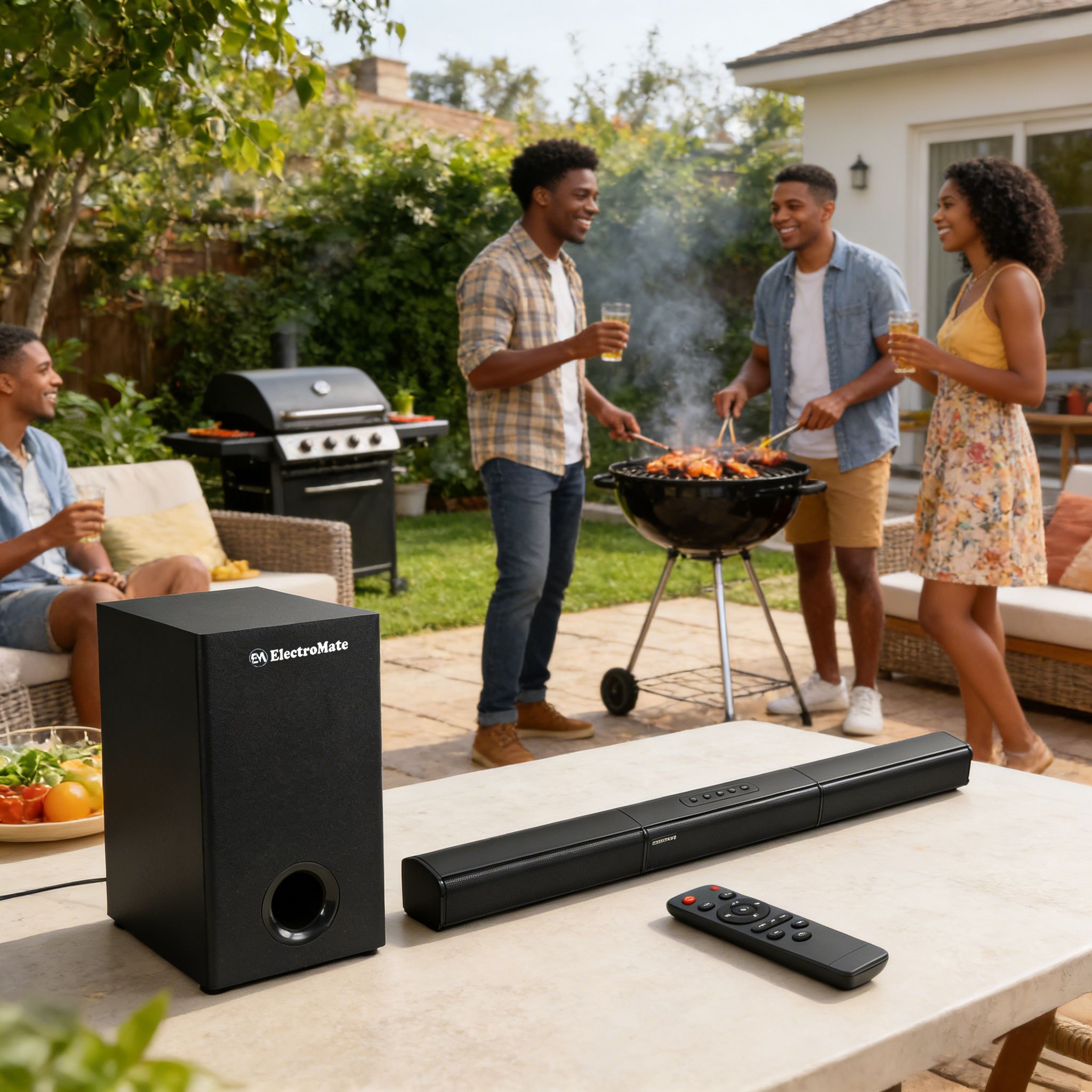 EM 2.1CH Multimedia Bluetooth Woofer Speaker System Subwoofer Soundbar BT/USB Subwoofer Home Audilo System Soundbar with Remote Control S1 Speaker bass SB02