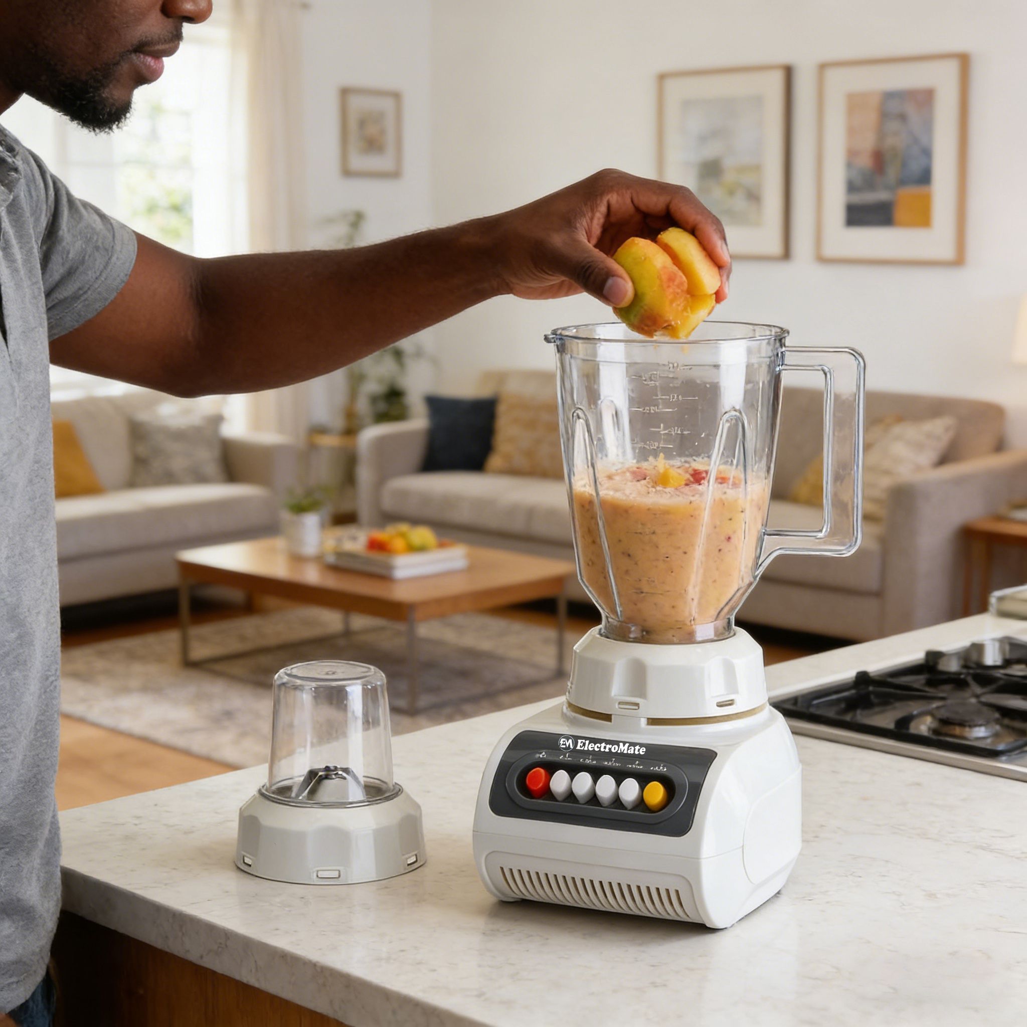 EM Blender 2-in-1 ElectroMate 1.5L Blender Classic Juicer & Grinder with Multifunctional Jug, Bottle, and Garlic Processor  ElectroMate BD01/BD02