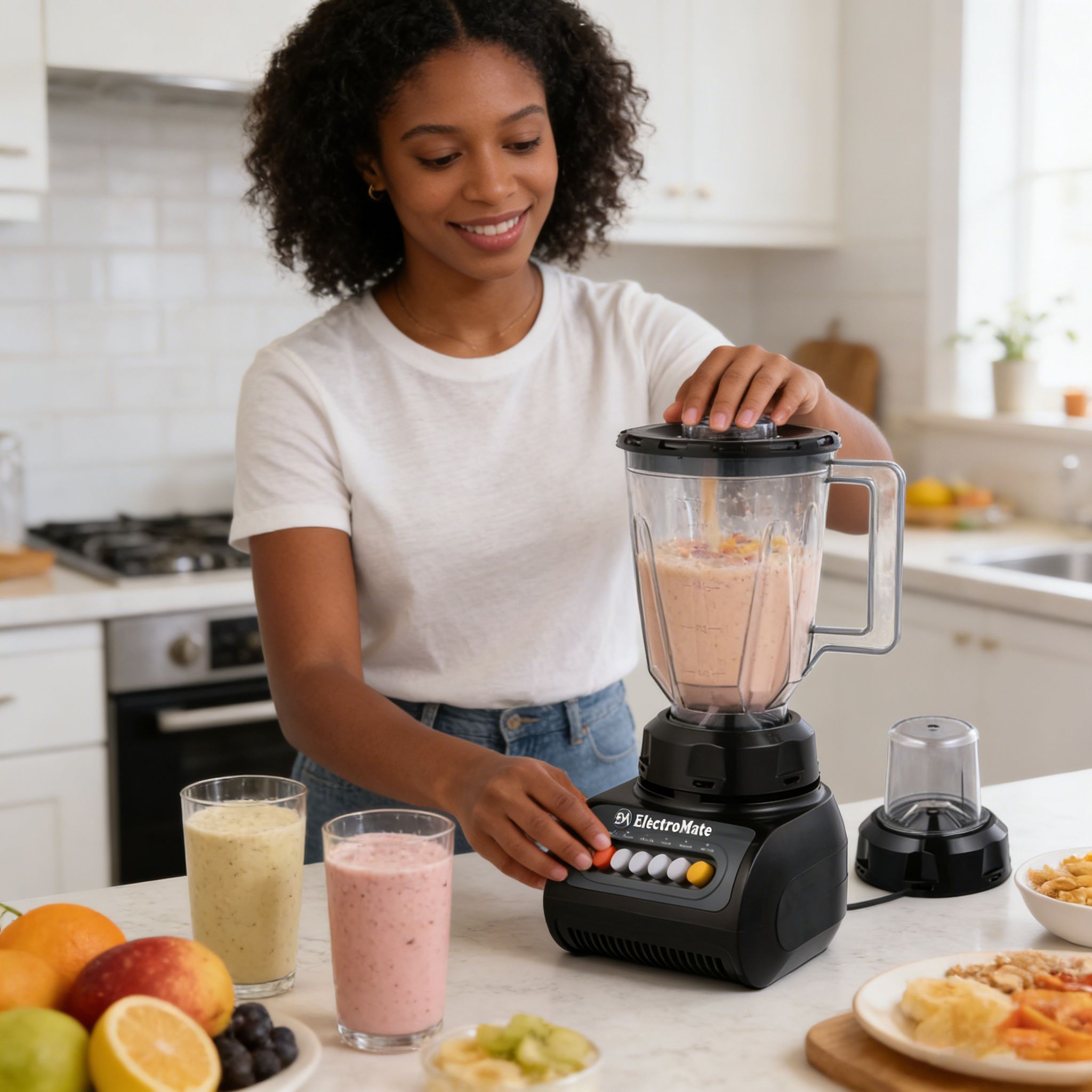 EM Blender 2-in-1 ElectroMate 1.5L Blender Classic Juicer & Grinder with Multifunctional Jug, Bottle, and Garlic Processor  ElectroMate BD01/BD02