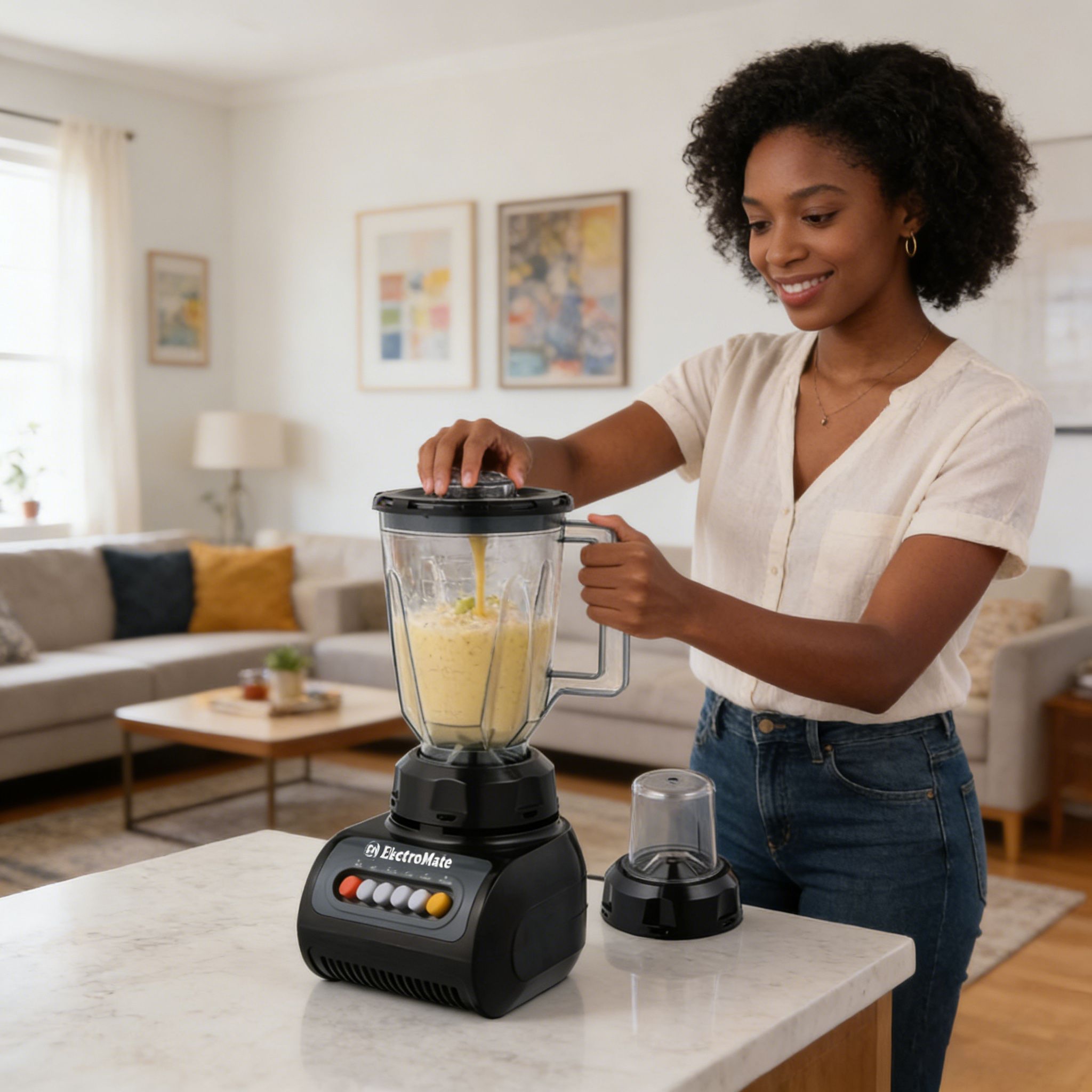 EM Blender 2-in-1 ElectroMate 1.5L Blender Classic Juicer & Grinder with Multifunctional Jug, Bottle, and Garlic Processor  ElectroMate BD01/BD02