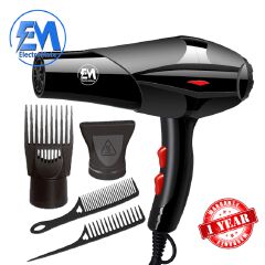 EM  Blow Dryer Hair Blower 2200W hair dryer professional with 3 Speed & 2 Temperature Settings – Includes 2 Styling Nozzle & 2 Comb Attachments for Versatile Hair Styling  ElectroMate HD04