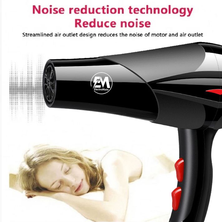EM  Blow Dryer Hair Blower 2200W hair dryer professional with 3 Speed & 2 Temperature Settings – Includes 2 Styling Nozzle & 2 Comb Attachments for Versatile Hair Styling  ElectroMate HD04