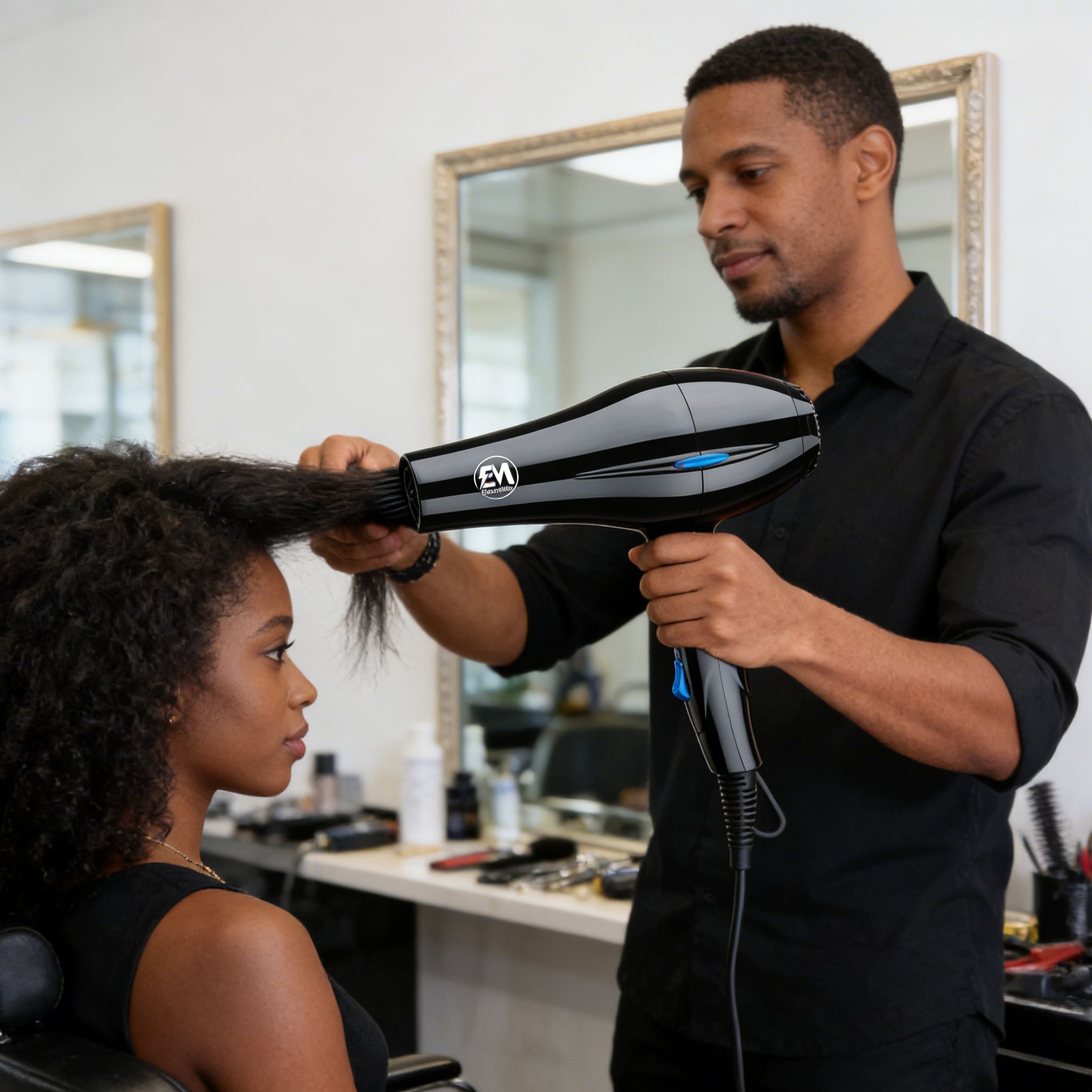 EM  Blow Dryer Hair Blower 2200W hair dryer professional with 3 Speed & 2 Temperature Settings – Includes 2 Styling Nozzle & 2 Comb Attachments for Versatile Hair Styling  ElectroMate HD06