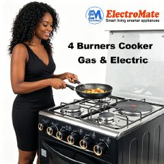 EM 3 Gas + 1 Electric 4 Burners Free Standing Gas Cooker Cooking Range with 50L Oven Automatic lgnition 50X55CM