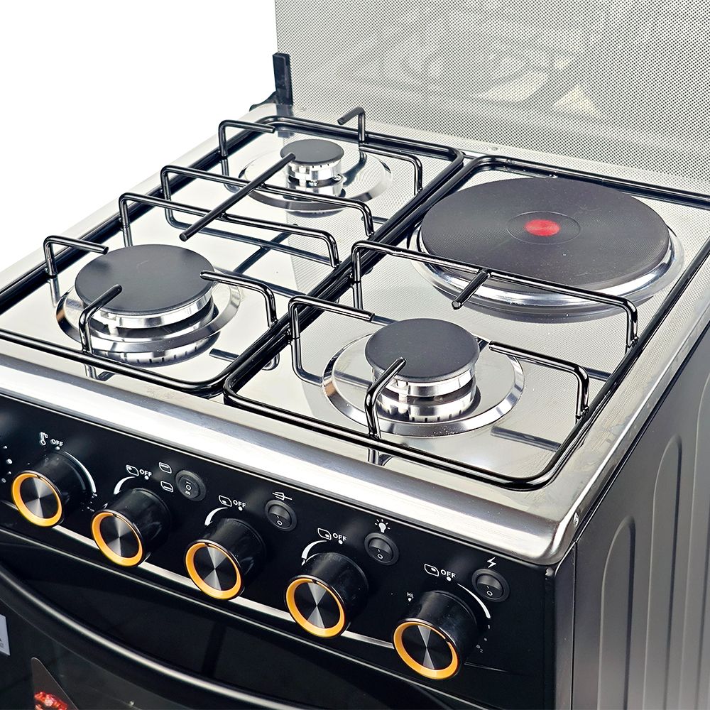 EM 3 Gas + 1 Electric 4 Burners Free Standing Gas Cooker Cooking Range with 50L Oven Automatic lgnition 50X55CM