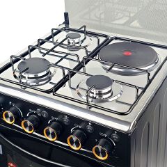 EM 3 Gas + 1 Electric 4 Burners Free Standing Gas Cooker Cooking Range with 50L Oven Automatic lgnition 50X55CM