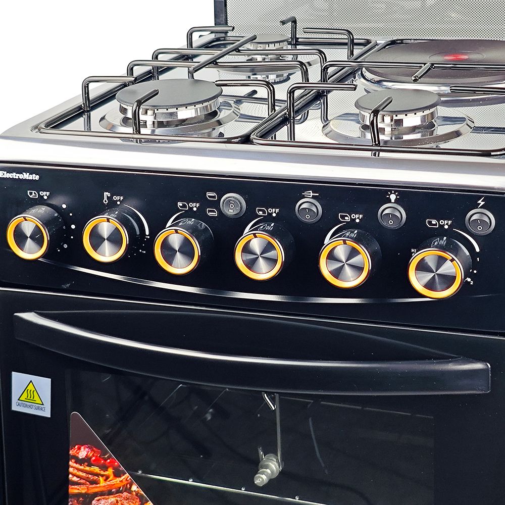 EM 3 Gas + 1 Electric 4 Burners Free Standing Gas Cooker Cooking Range with 50L Oven Automatic lgnition 50X55CM