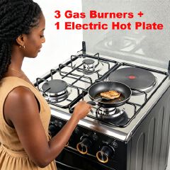 EM 3 Gas + 1 Electric 4 Burners Free Standing Gas Cooker Cooking Range with 50L Oven Automatic lgnition 50X55CM