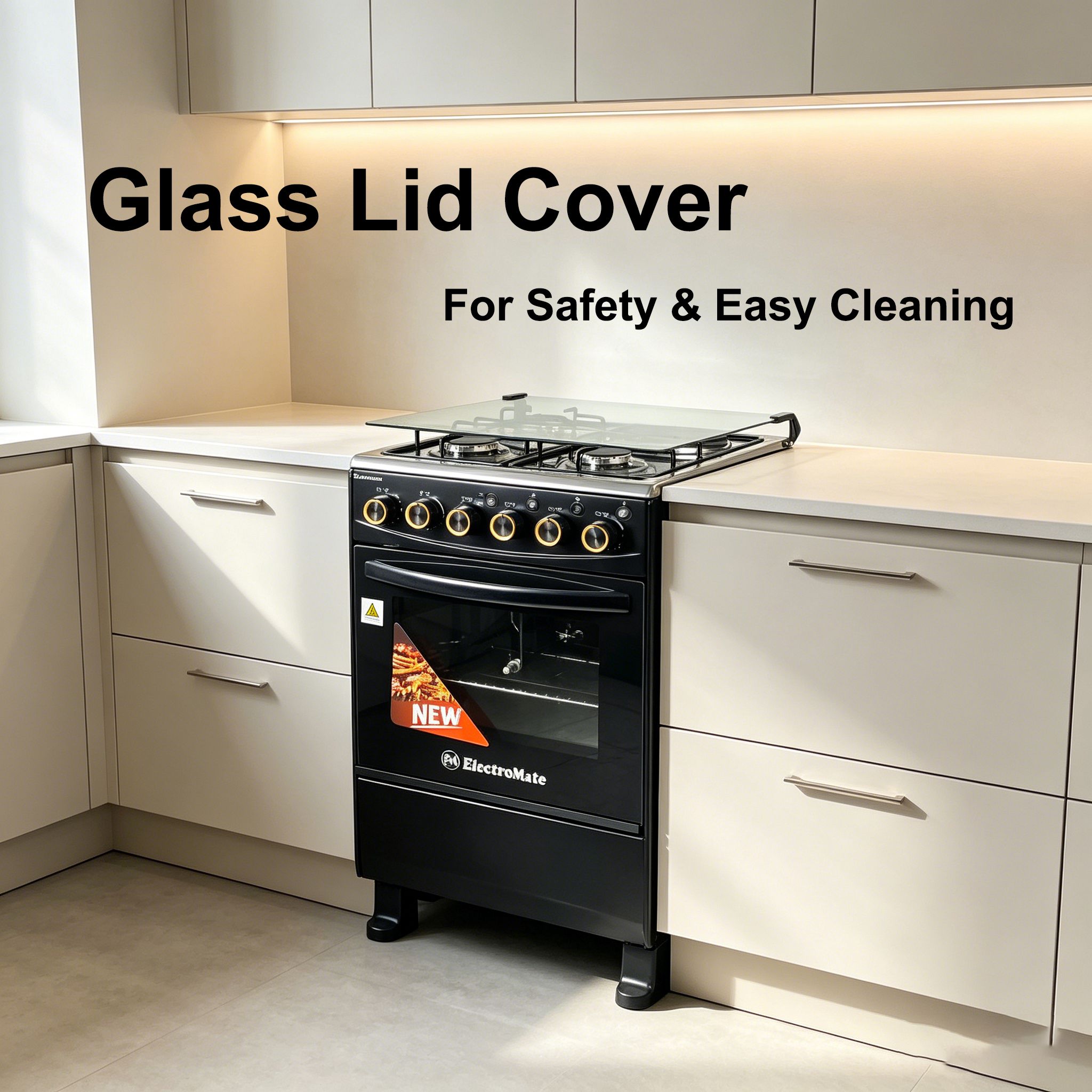 EM 3 Gas + 1 Electric 4 Burners Free Standing Gas Cooker Cooking Range with 50L Oven Automatic lgnition 50X55CM