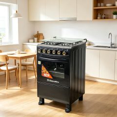 EM 3 Gas + 1 Electric 4 Burners Free Standing Gas Cooker Cooking Range with 50L Oven Automatic lgnition 50X55CM