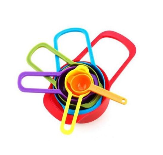 Multicolour Measuring Cup And Spoon Set -6pcs kitchen baking tools