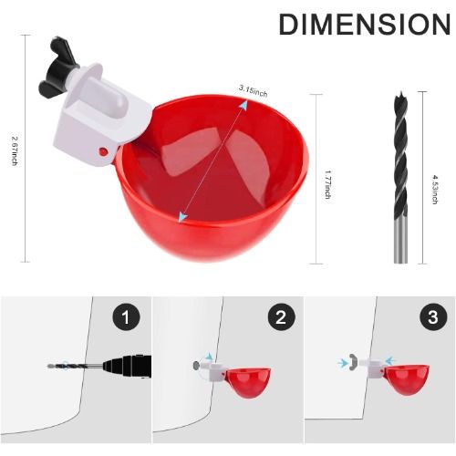 Professional Chicken Waterer Cups, 8 Packs Large Chicken Water Feeder, Tee Fittings Poultry Waterer Suitable for Duck, Chicks, Goose, Turkey, Bunny and Bird with Mounting Hole Opener