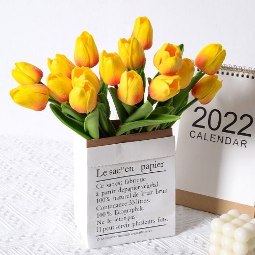 10 pcs Mini tulip simulation flower fake flower home wedding decoration handmade flower plastic flower