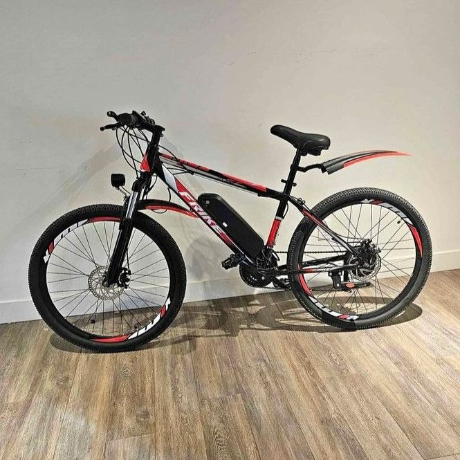 Frike Electric Bicycle Bike for Adults, 26'' Up to 60km With Removable Battery, Adjustable Stem, Fenders, Lockable Suspension Fork, 21-Speed Gear