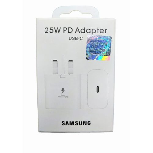 Samsung 25W Super Fast Charger Adapter With Type C To C Output For Galaxy A05, A05s, A14, A15, A23, A24, A25, A33, A34, A35, A53, A54, A55, A73, A74, A75 - White
