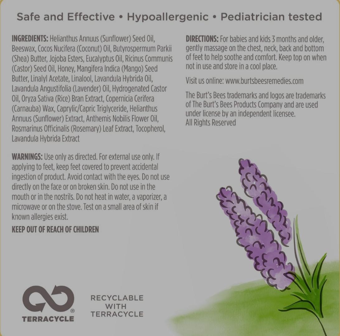 Burt's Bees Kids Chest Rub Stick, Coconut Oil, Shea Butter and Manuka Honey Lavender & Eucalyptus, White, 1 Ounce