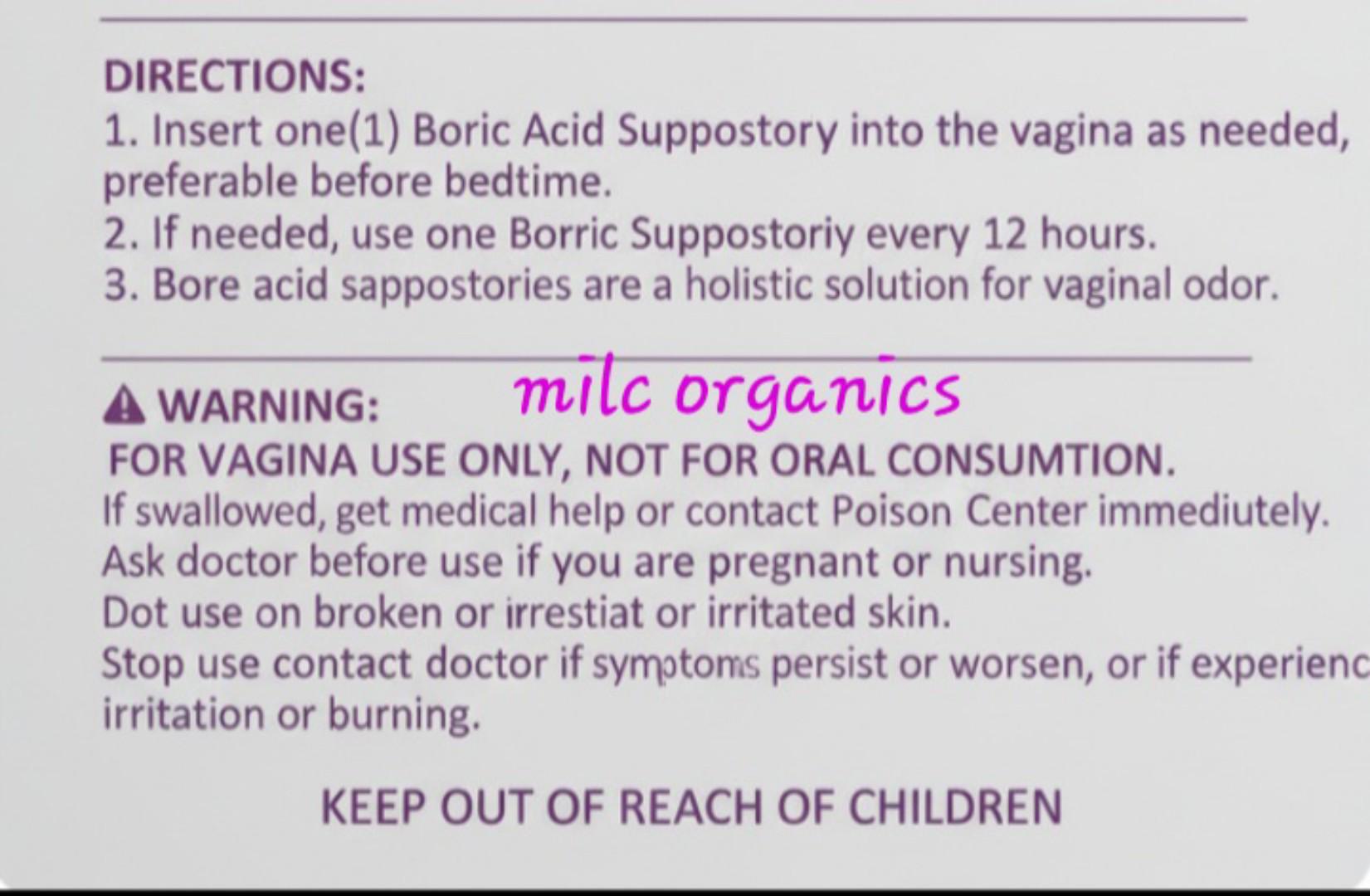 GRADE 1 MEDICAL BORIC ACID SUPPOSITORIES