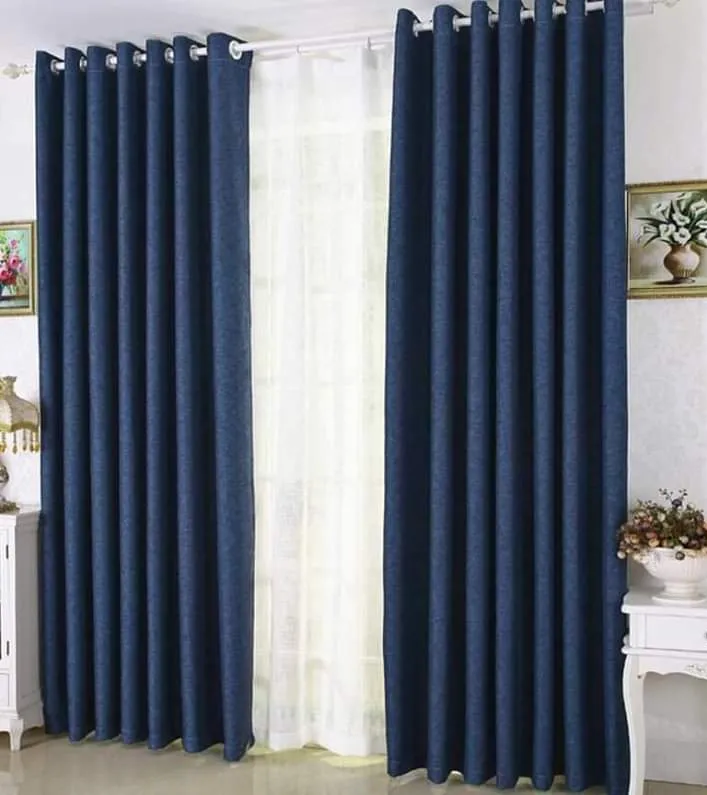 2PCS Navy Blue Curtain for living room window and door