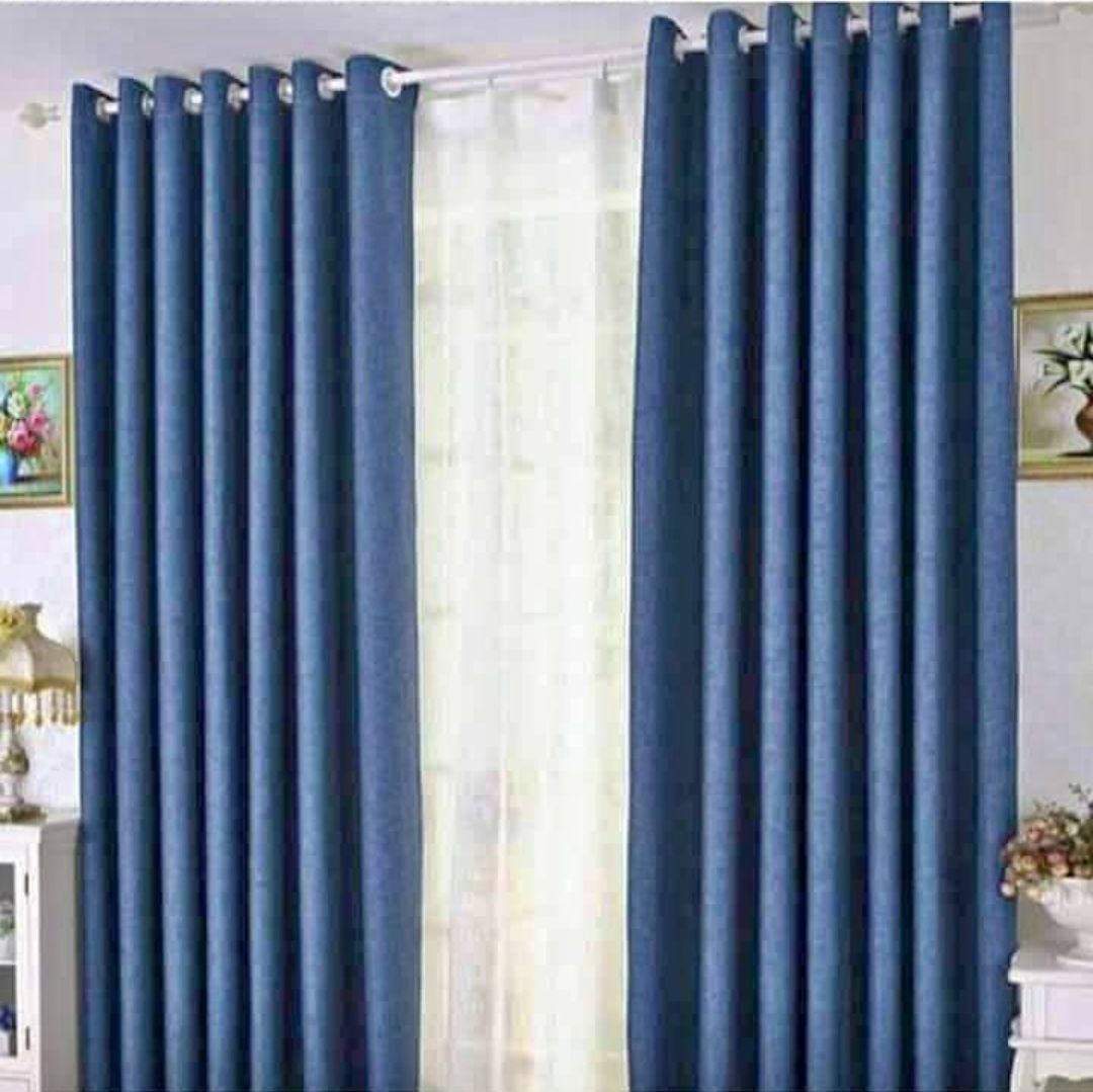 2PCS Navy Blue Curtain for living room window and door