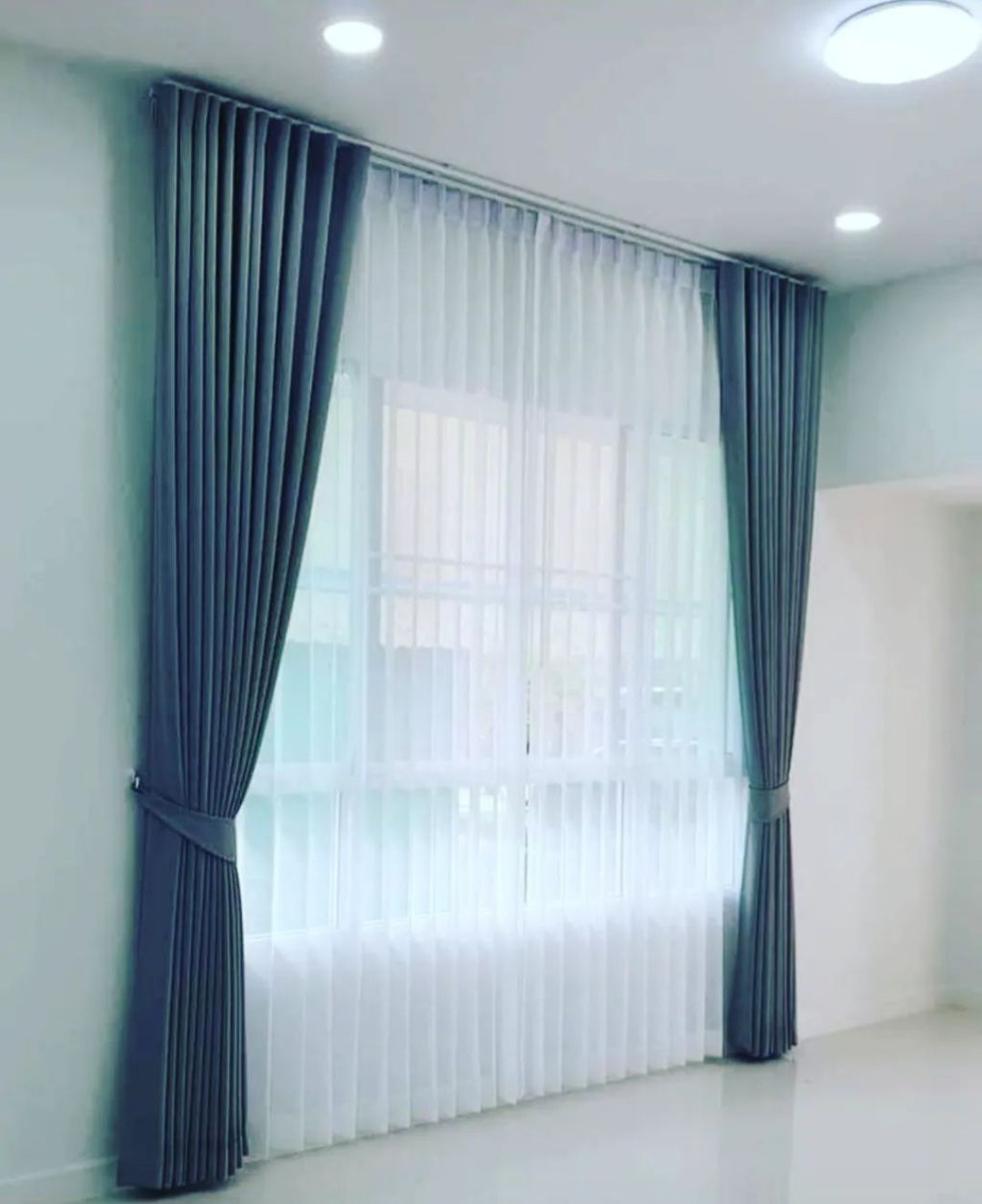2PCS Navy Blue Curtain for living room window and door