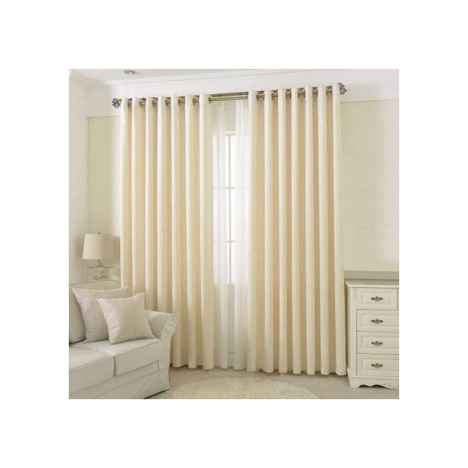 2PCS Cream Curtain for living room window and door comes in 2m (1m+1m) each and 1.5m heavy sheer.
