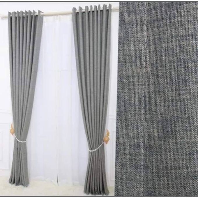 2PCS Gray Curtain for living room window and door comes in 2m (1m+1m) each and 1.5m heavy sheer.