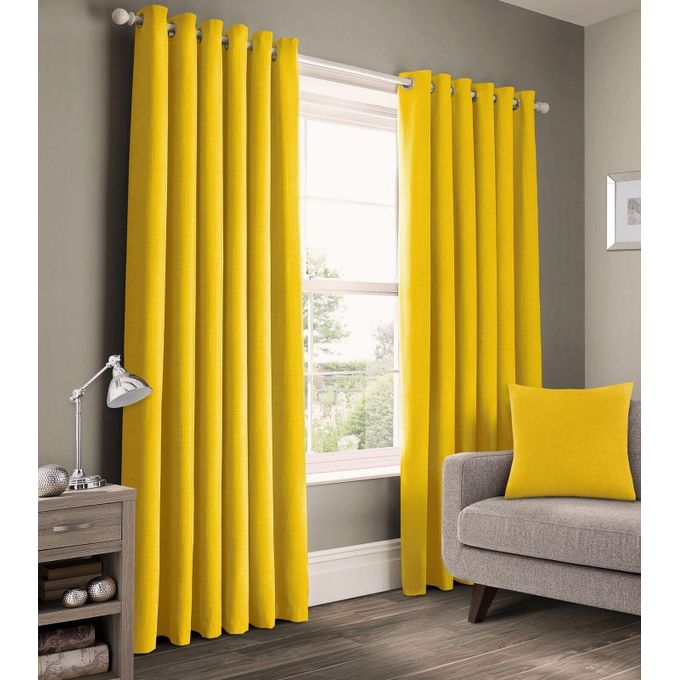 2PCS Yellow Curtain for living room window and door comes in 2m (1m+1m) each