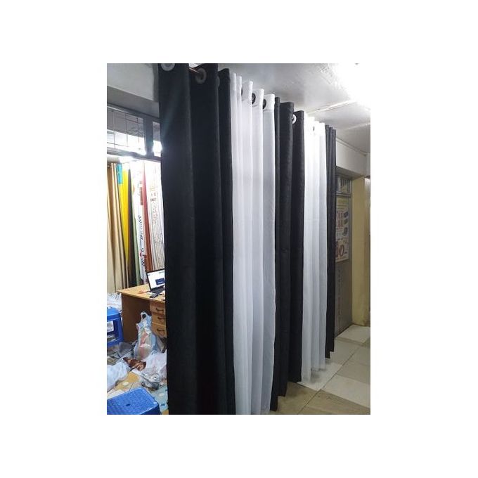 2PCS Black Curtain for living room window and door comes in 1pc HEAVY sheer