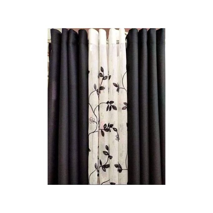 2PCS Black Curtain for living room window and door comes in 1pc HEAVY sheer