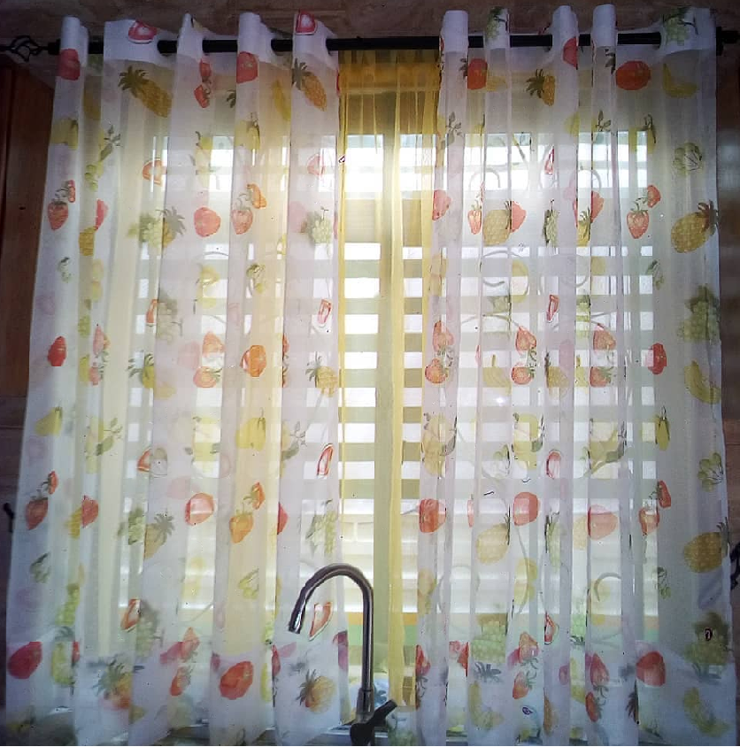 2PCS Kitchen curtain comes in 3M (1.5m+1.5m) each
