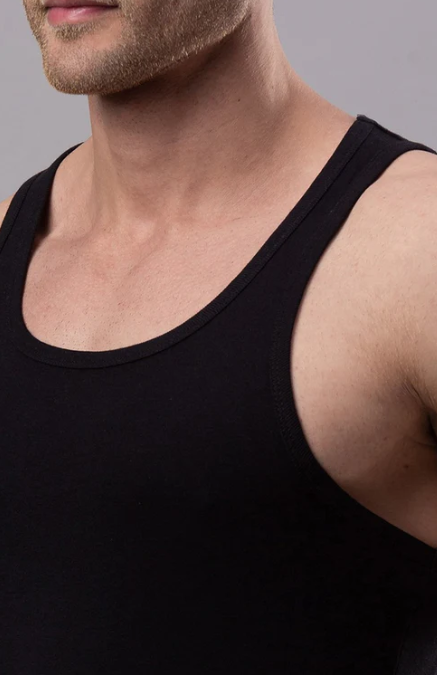 Black Men's Muscle Vest - VHT Premium 100% Cotton Inners