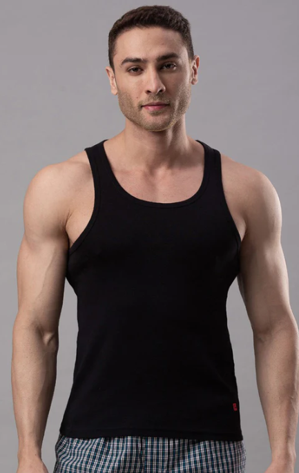 Black Men's Muscle Vest - VHT Premium 100% Cotton Inners