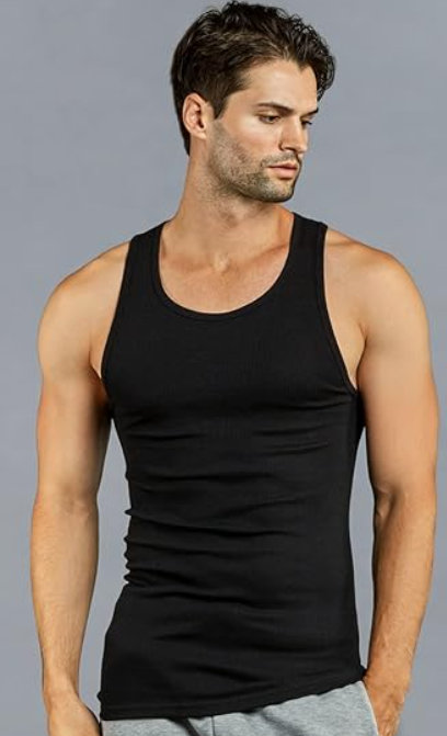 Black Men's Muscle Vest - VHT Premium 100% Cotton Inners