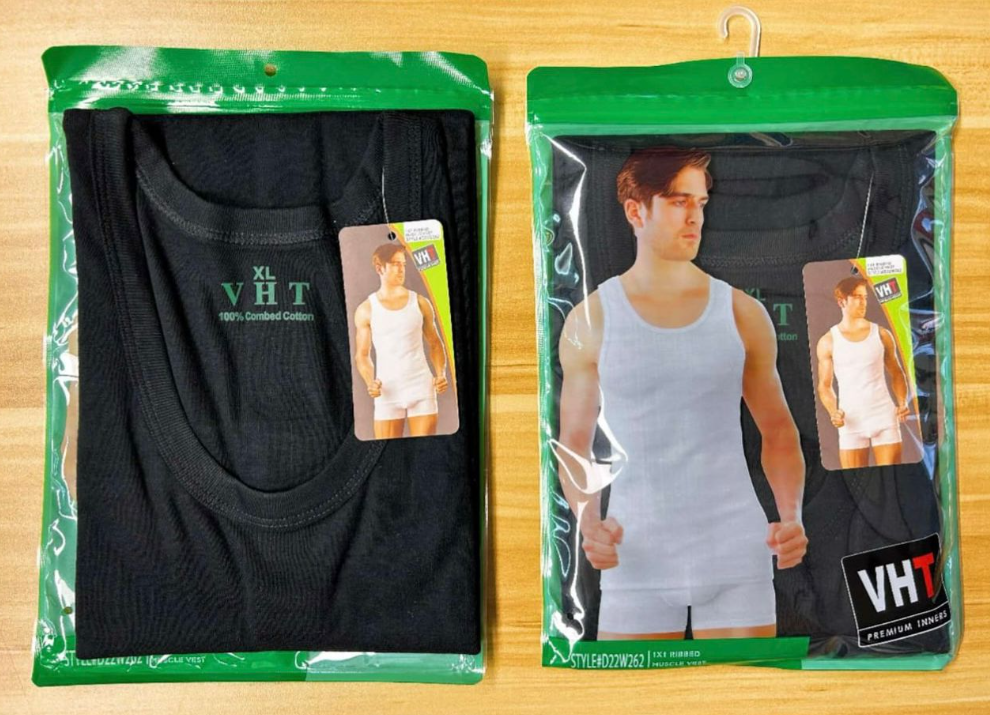 Black Men's Muscle Vest - VHT Premium 100% Cotton Inners