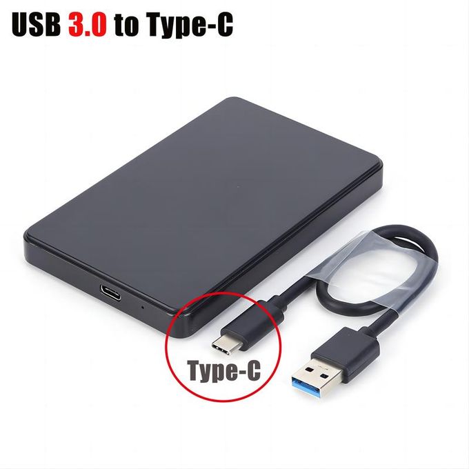 USB3.0/Type C 2.5'' Hard Drive Enclosure Black Mobile HDD Box USB3.1 SATA 1/2/3 SSD Case Portable Hardisk With USB C Cable