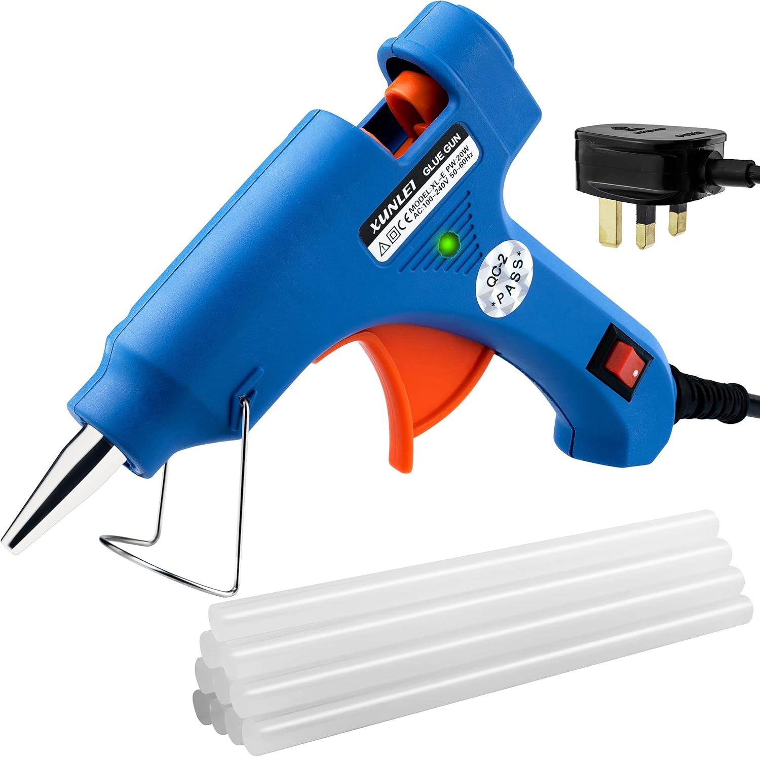 Mini Hot Melt Glue Gun 60w with Glue Sticks 11mm x 200mm Double Long 10pcs Adhesive for Kids Professionals School Children Art & Crafting Kit