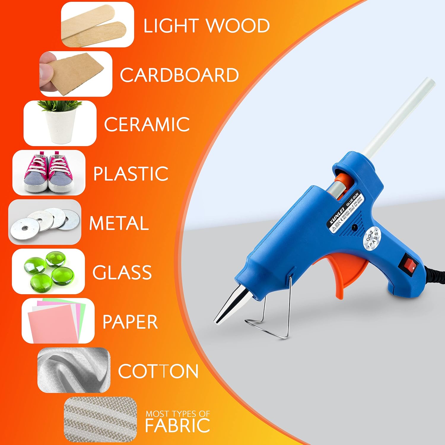 Mini Hot Melt Glue Gun 60w with Glue Sticks 11mm x 200mm Double Long 10pcs Adhesive for Kids Professionals School Children Art & Crafting Kit