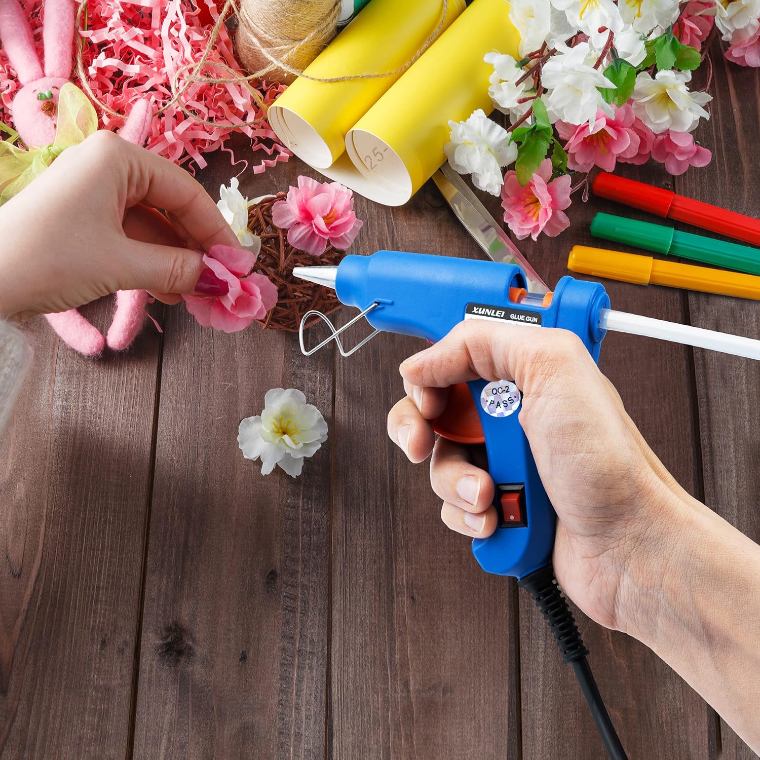 Mini Hot Melt Glue Gun 60w with Glue Sticks 11mm x 200mm Double Long 10pcs Adhesive for Kids Professionals School Children Art & Crafting Kit