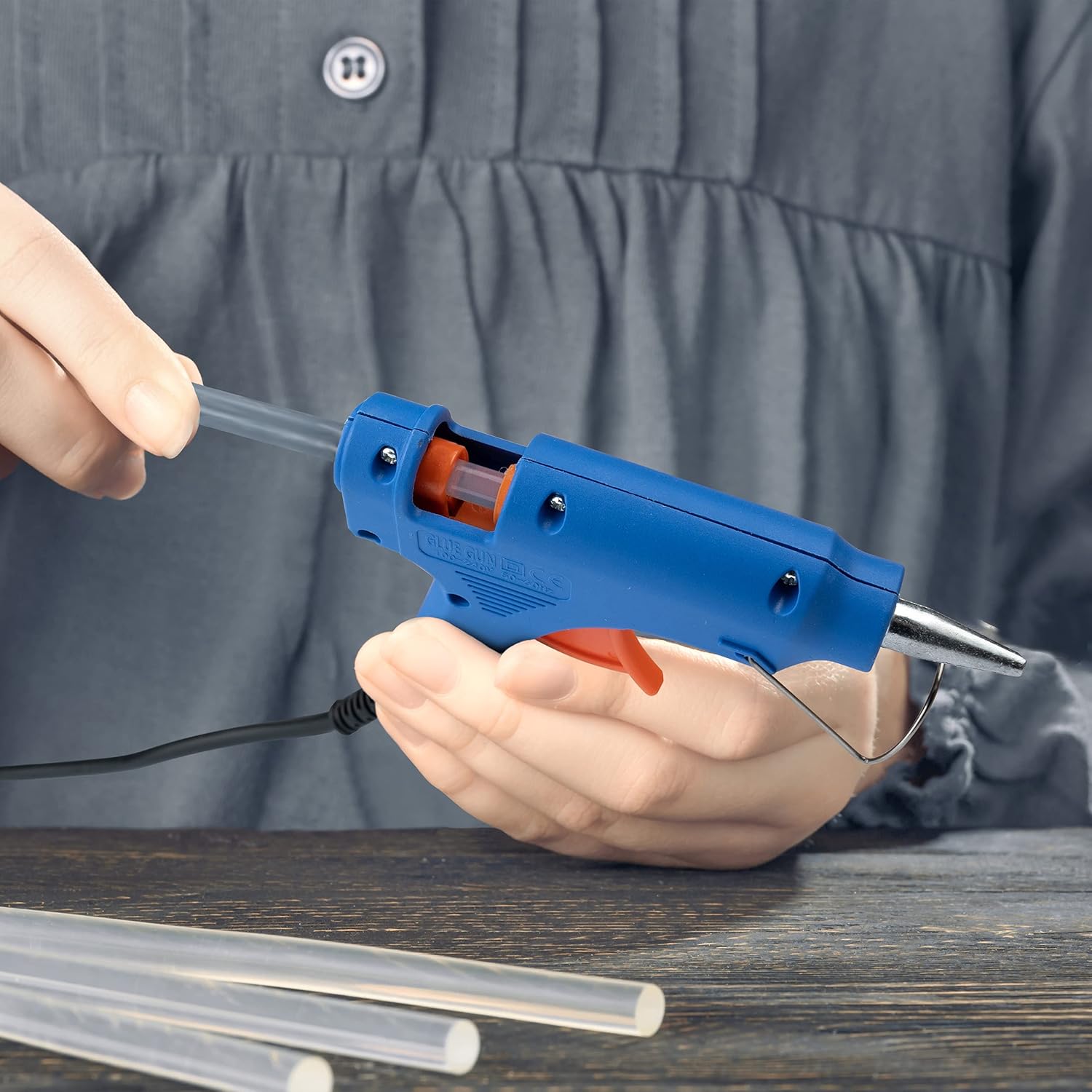 Mini Hot Melt Glue Gun 60w with Glue Sticks 11mm x 200mm Double Long 10pcs Adhesive for Kids Professionals School Children Art & Crafting Kit