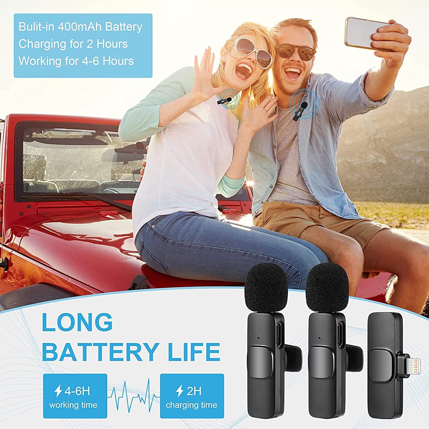 K9 Dual Wireless Collar Microphone for All iPhone, iPad, Mac Lightning Devices