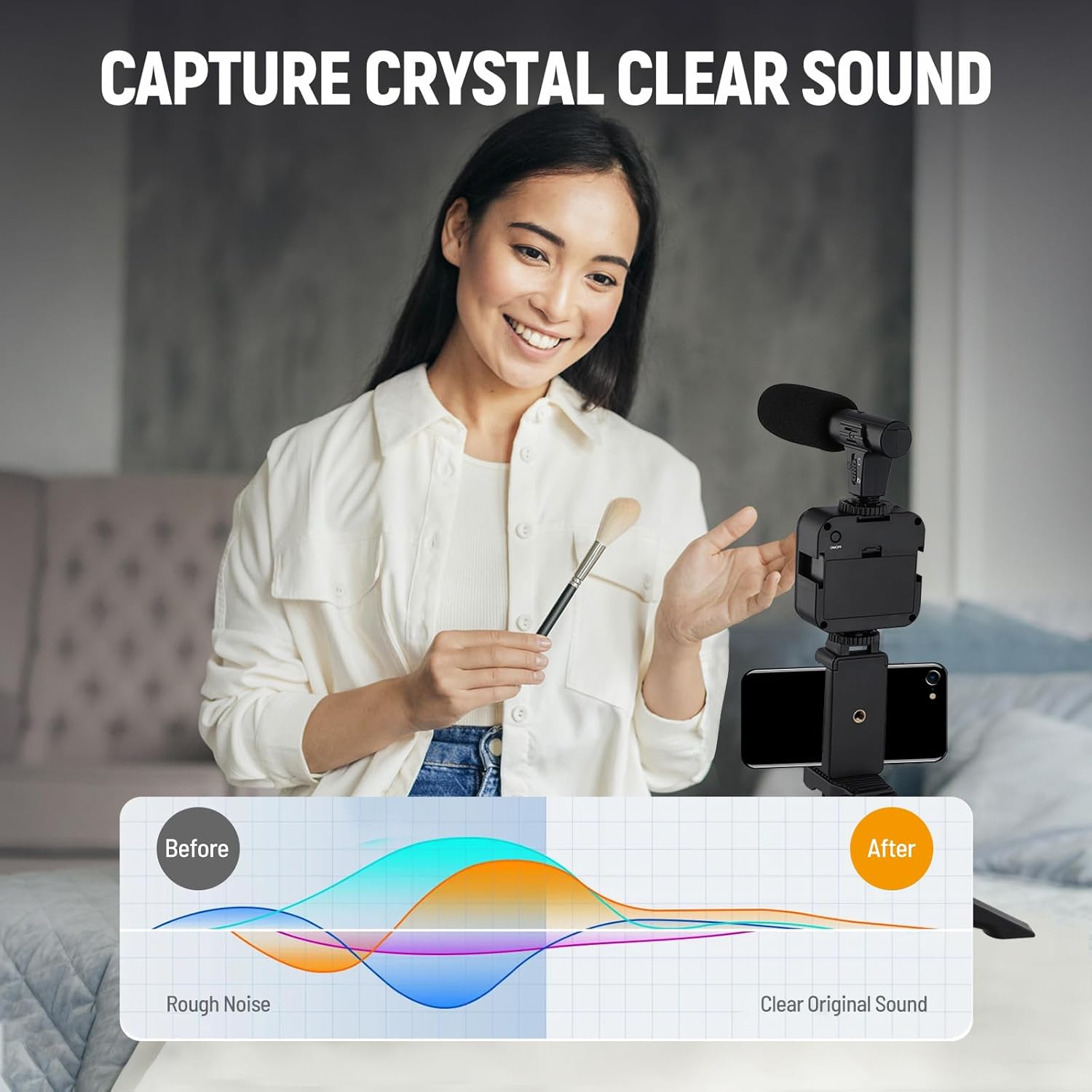 Portable Cell Phone Camera Travel Tripod Vlogging Kit with Microphone LED Light