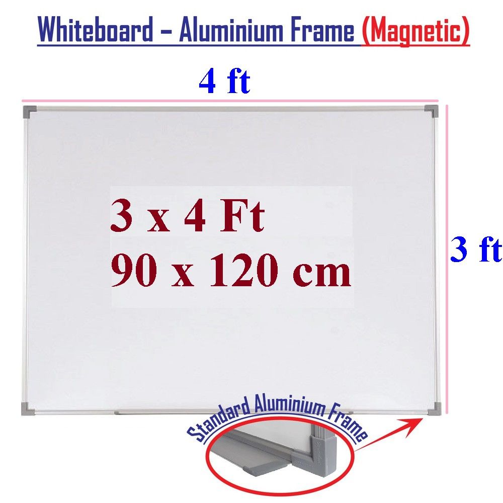 Aluminium Frame Magnetic White Board (3 x 4 FT)