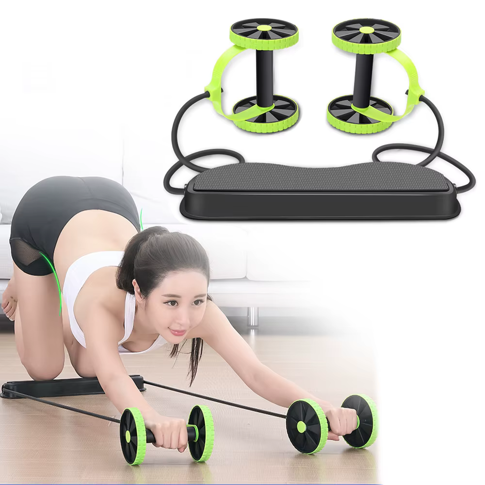 RevoFlex Ab Wheels Roller Stretch Pull Rope