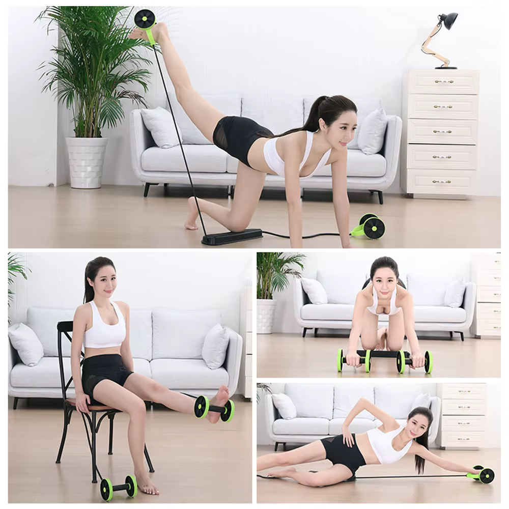 RevoFlex Ab Wheels Roller Stretch Pull Rope