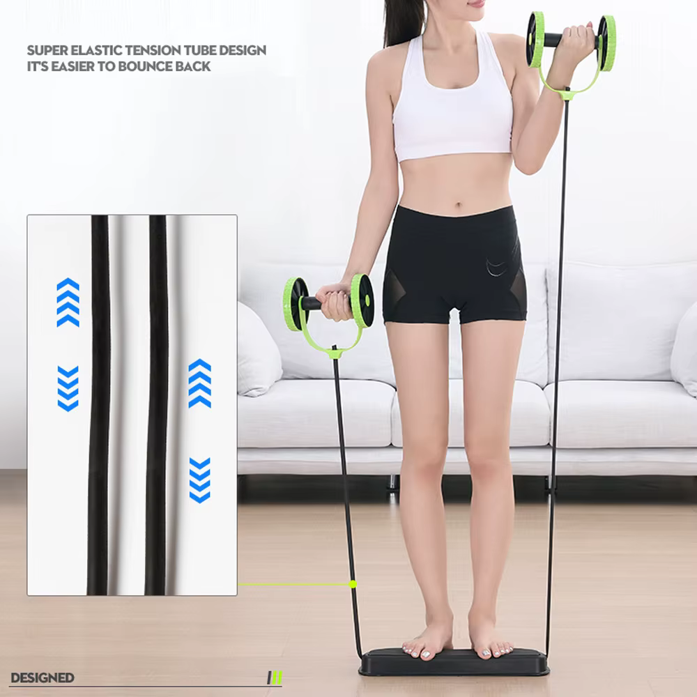 RevoFlex Ab Wheels Roller Stretch Pull Rope