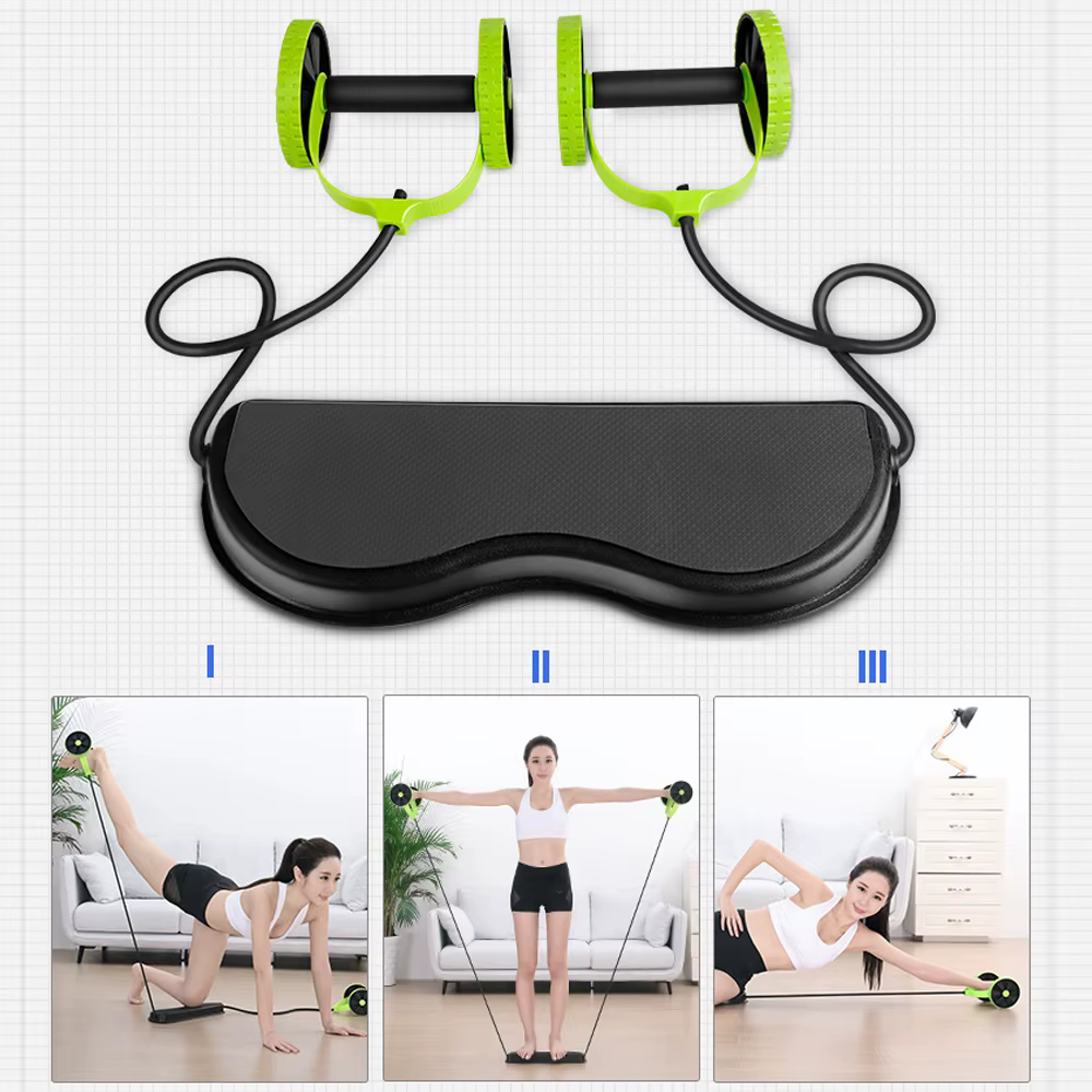 RevoFlex Ab Wheels Roller Stretch Pull Rope