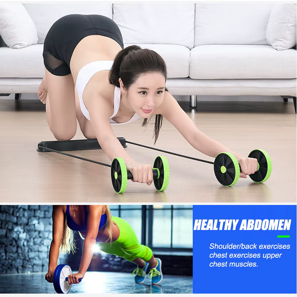 RevoFlex Ab Wheels Roller Stretch Pull Rope