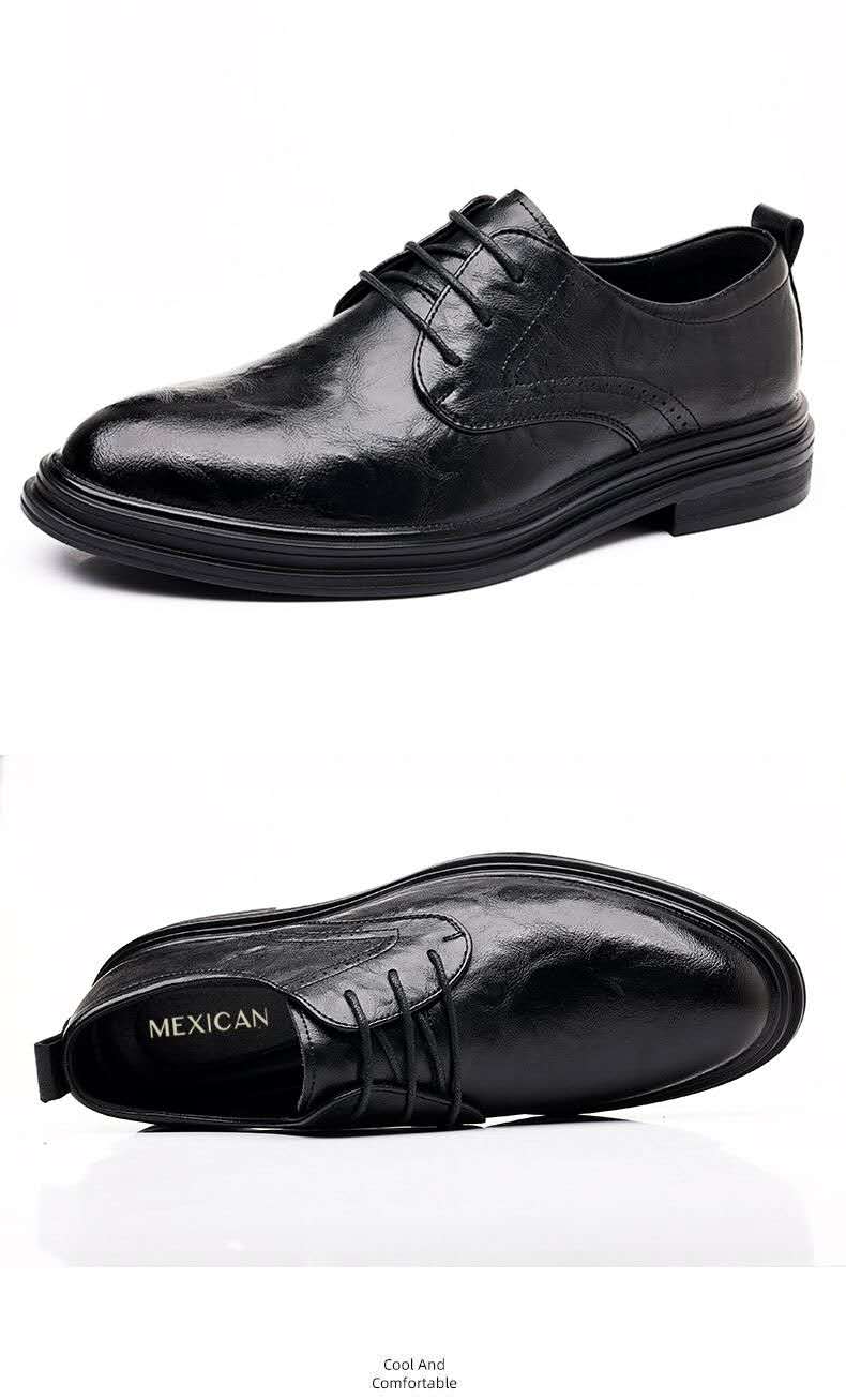 leather shoes men hollow breathable sandals increase shoes all business dress wedding shoes British casual men's shoes