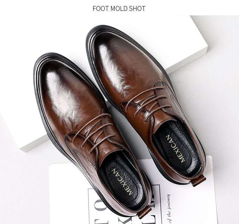 leather shoes men hollow breathable sandals increase shoes all business dress wedding shoes British casual men's shoes
