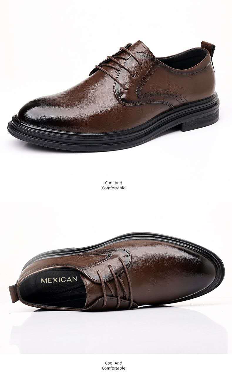 leather shoes men hollow breathable sandals increase shoes all business dress wedding shoes British casual men's shoes